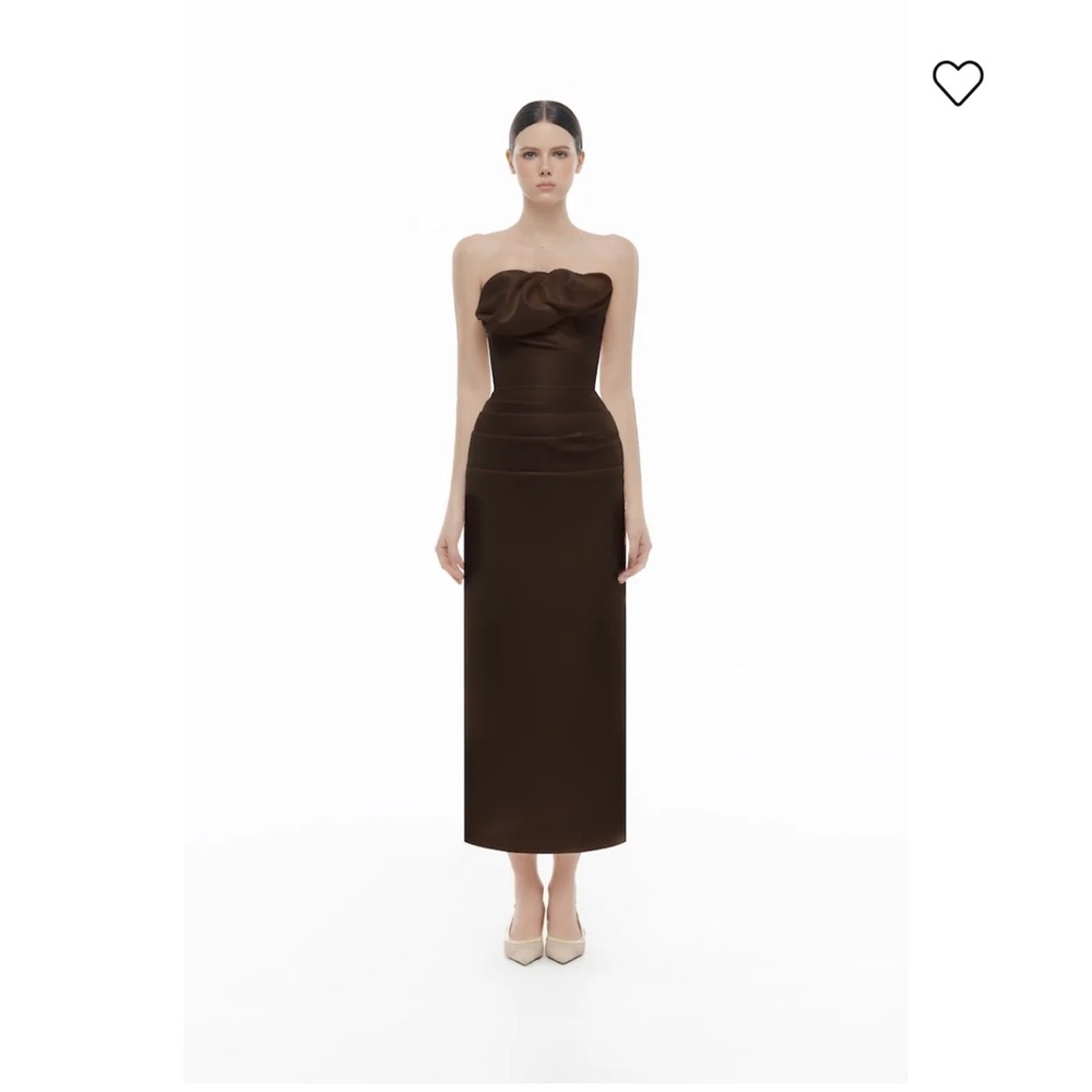 Montsand Brown Draped Tube Mini Dress